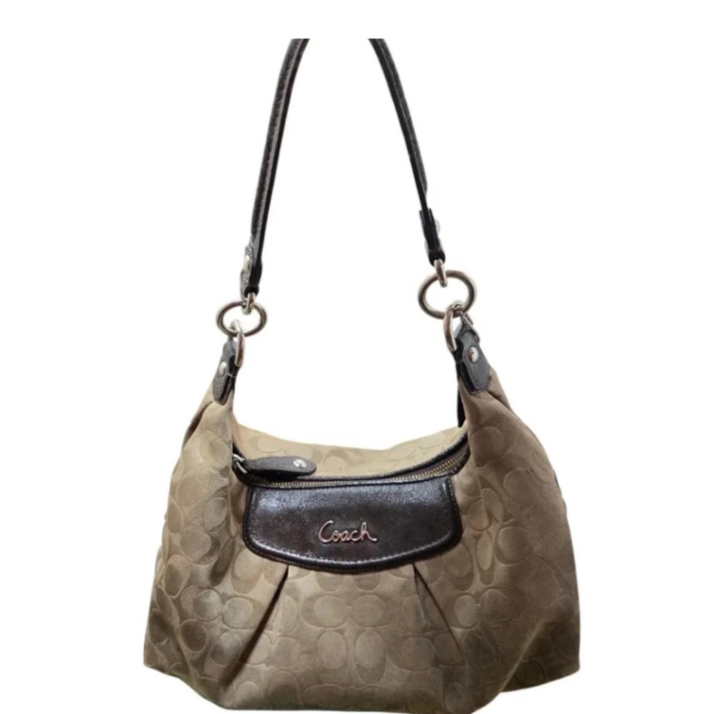 Coach Taupe and Dark Brown Shoulder Bag - Picture 3 of 6